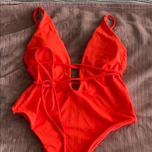 SHEIN Plunging low back one piece swimsuit